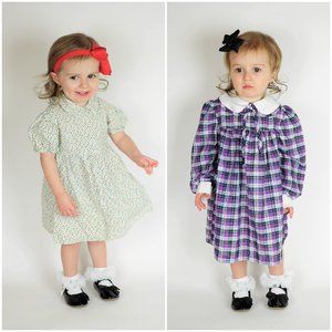 VTG Baby Girl Dresses Purple plaid & green floral